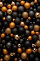 AI generated black Christmas ornament background photo