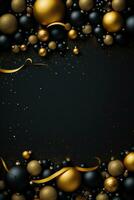 AI generated black Christmas ornament background photo