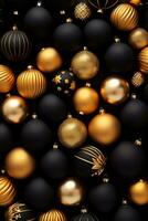 AI generated black Christmas ornament background photo