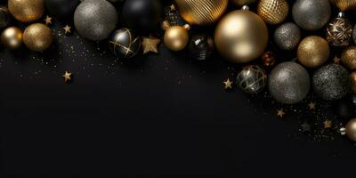 AI generated black Christmas ornament background photo