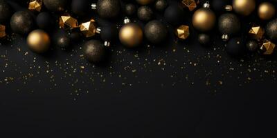 AI generated black Christmas ornament background photo