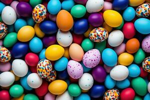 AI generated Colorful Easter eggs background photo