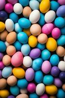 AI generated Colorful Easter eggs background photo