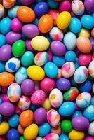 AI generated Colorful Easter eggs background photo