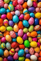 AI generated Colorful Easter eggs background photo
