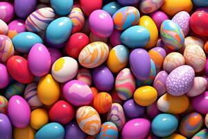 AI generated Easter eggs background photo