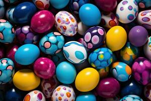 AI generated Easter eggs background photo