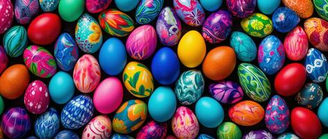 AI generated Easter eggs background photo