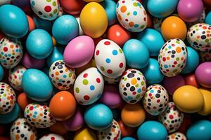 AI generated Colorful Easter eggs background photo