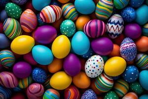 AI generated Colorful Easter eggs background photo