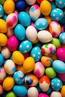 AI generated Colorful Easter eggs background photo