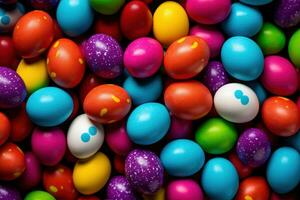 AI generated Colorful Easter eggs background photo