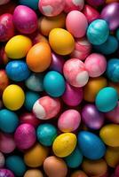 AI generated Colorful Easter eggs background photo