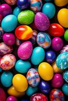 AI generated Colorful Easter eggs background photo