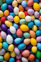 AI generated Colorful Easter eggs background photo