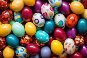 AI generated Colorful Easter eggs background photo