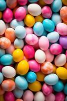 AI generated Colorful Easter eggs background photo