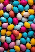 AI generated Colorful Easter eggs background photo