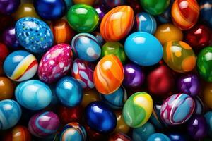 AI generated Colorful Easter eggs background photo