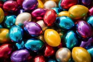 AI generated Colorful Easter eggs background photo