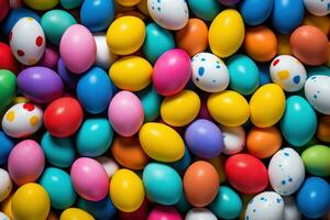 AI generated Easter eggs background photo