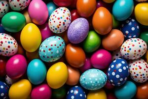 AI generated Easter eggs background photo