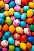 AI generated Easter eggs background photo