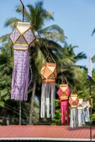 Traditional Diwali decorative paper lantern on street photo