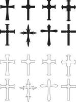 Editable set of christian cross vector