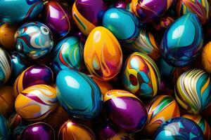 AI generated Colorful Easter eggs background photo
