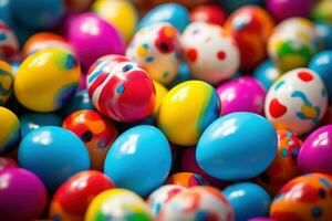 AI generated Colorful Easter eggs background photo