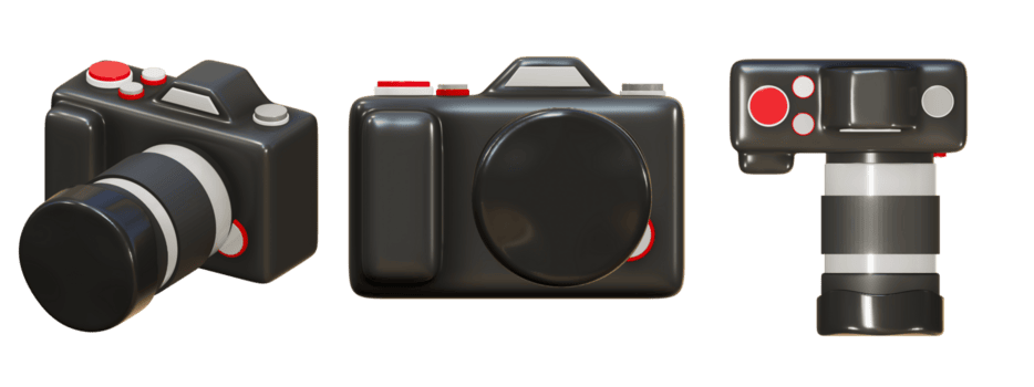 3D rendering of dslr camera with len, SLR camera in normal style png