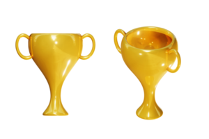 3D rendering of gold trophy, winner celebrate, congratulation goal png