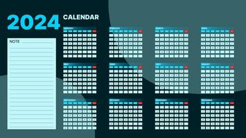 2024 corporate calendar design with start from monday. vector design