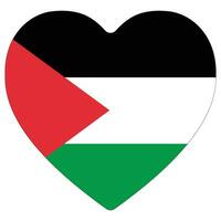 bandera de Palestina. Palestina bandera en corazón diseño forma vector