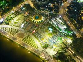 Aerial panorama view of Sunflower Building at Lam Vien Square in Da Lat City. Tourist city in developed Vietnam. Center Square of Da Lat city with Xuan Huong lake photo
