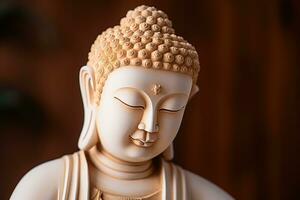 AI generated closeup of Buddha statue in buddhist temple photo