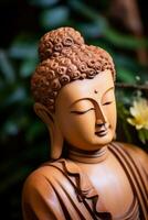 AI generated closeup of Buddha statue in buddhist temple photo