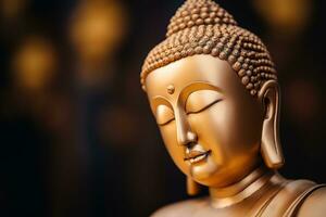 AI generated closeup of Buddha statue in buddhist temple photo