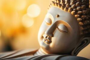 AI generated closeup of Buddha statue in buddhist temple photo