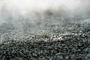 gravel texture floor with mist or fog. Light, dark and gray abstract gravel texture for display products photo