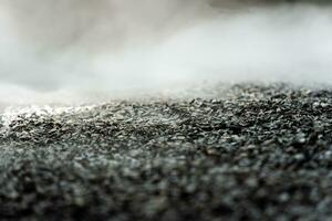 gravel texture floor with mist or fog. Light, dark and gray abstract gravel texture for display products photo