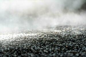 gravel texture floor with mist or fog. Light, dark and gray abstract gravel texture for display products photo