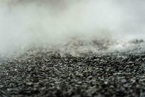 gravel texture floor with mist or fog. Light, dark and gray abstract gravel texture for display products photo