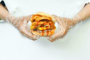 isolated hamburger with white background photo