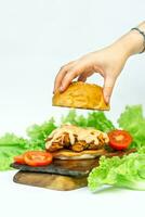 isolated hamburger with white background photo