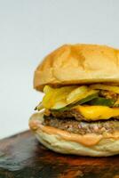 isolated hamburger with white background photo