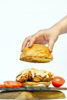 isolated hamburger with white background photo