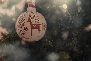 beautiful christmas decorations  baubles on the christmas tree photo