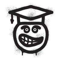 Angry emoticon graffiti wearing a toga with black spray paint vector
